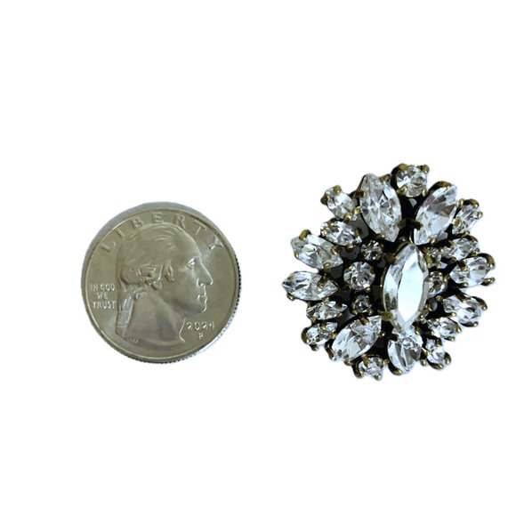 Earrings Glamour Cluster Crystals Rhinestones Post Style Vintage Style J Crew - Picture 2 of 5